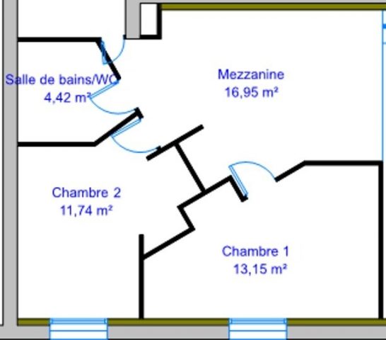 Plan de la chambre SHELBY à l'étage, avec entrée indépendante, dégagement et Salle d'eau attenante - Possibilité 2nd chambre