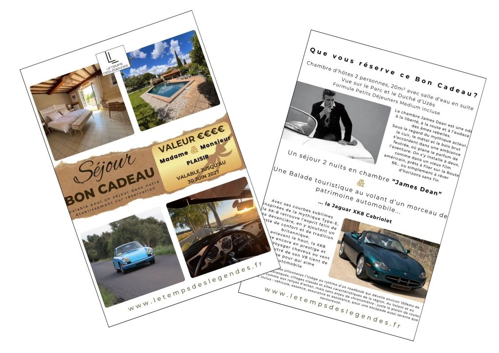 Bon cadeau pour un séjour automobile, personnalisé à offrir